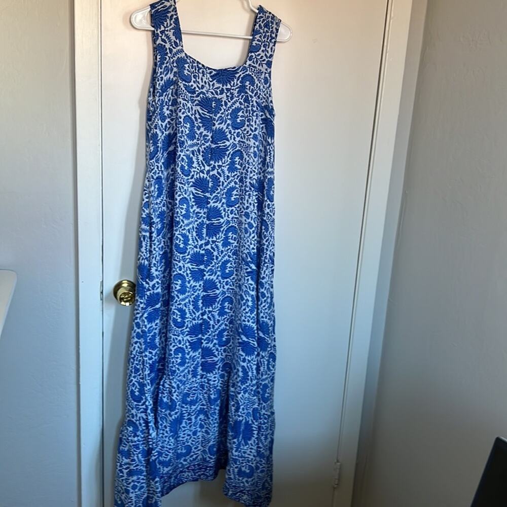 New NWT Natalie Martin Virginia Sleeveless Maxi Silk Dress in Corfu Blue - Picture 7 of 7